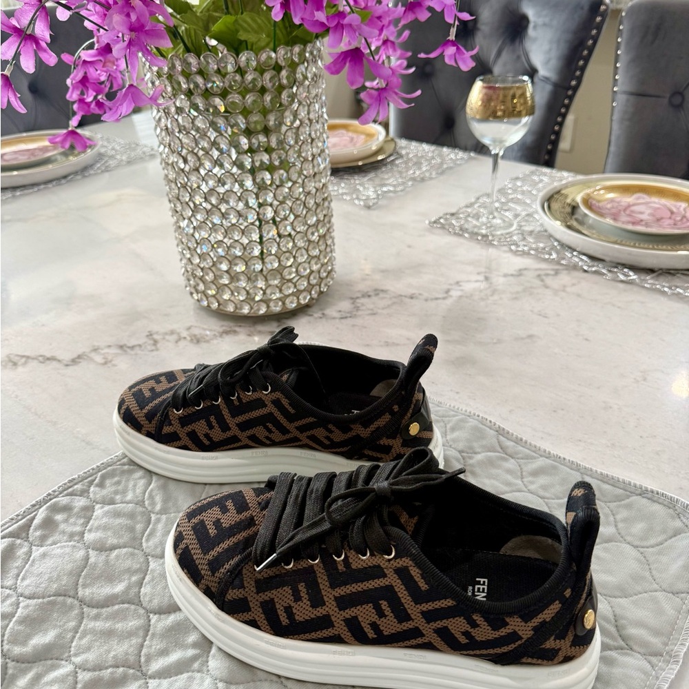 Fendi Signature Logo Sneakers - Size 6